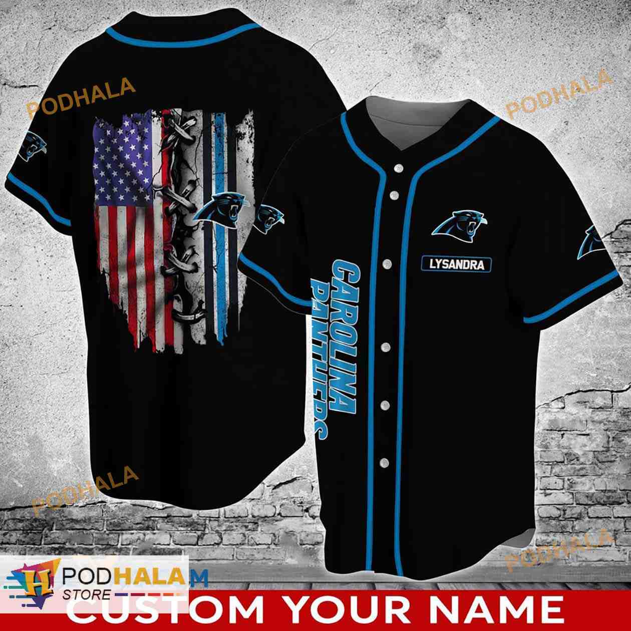 Carolina Panthers Custom Name And Number Baseball Jersey NFL Shirt Fan Gifts