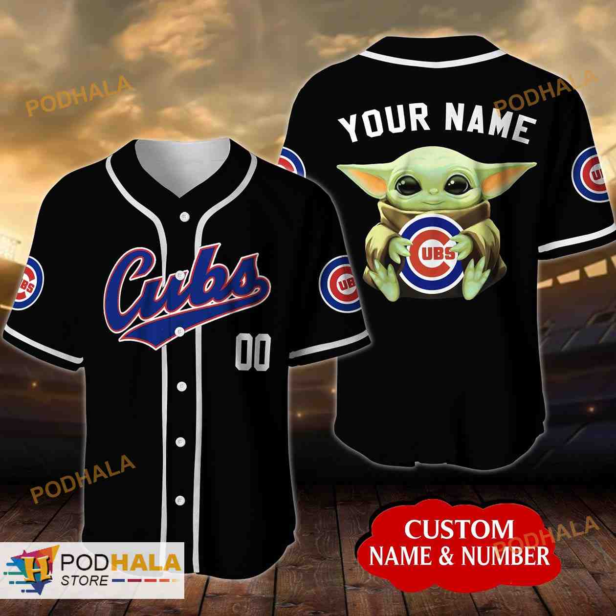 Personalized Name Chicago Cubs Baby Yoda Star Wars Unisex 3D