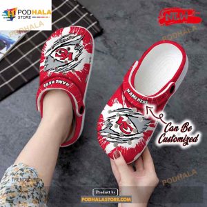 Personalized Name Chiefs Crocs Kc Chiefs Football Ripped Claw Clog Shoes