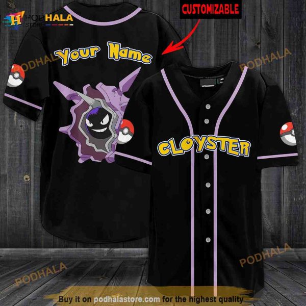 Personalized Name Cloyster Pokemon 3D Baseball Jersey