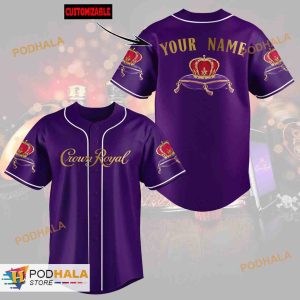 Personalized Name Crown Royal Unisex 3D Baseball Jersey - Solid Purple