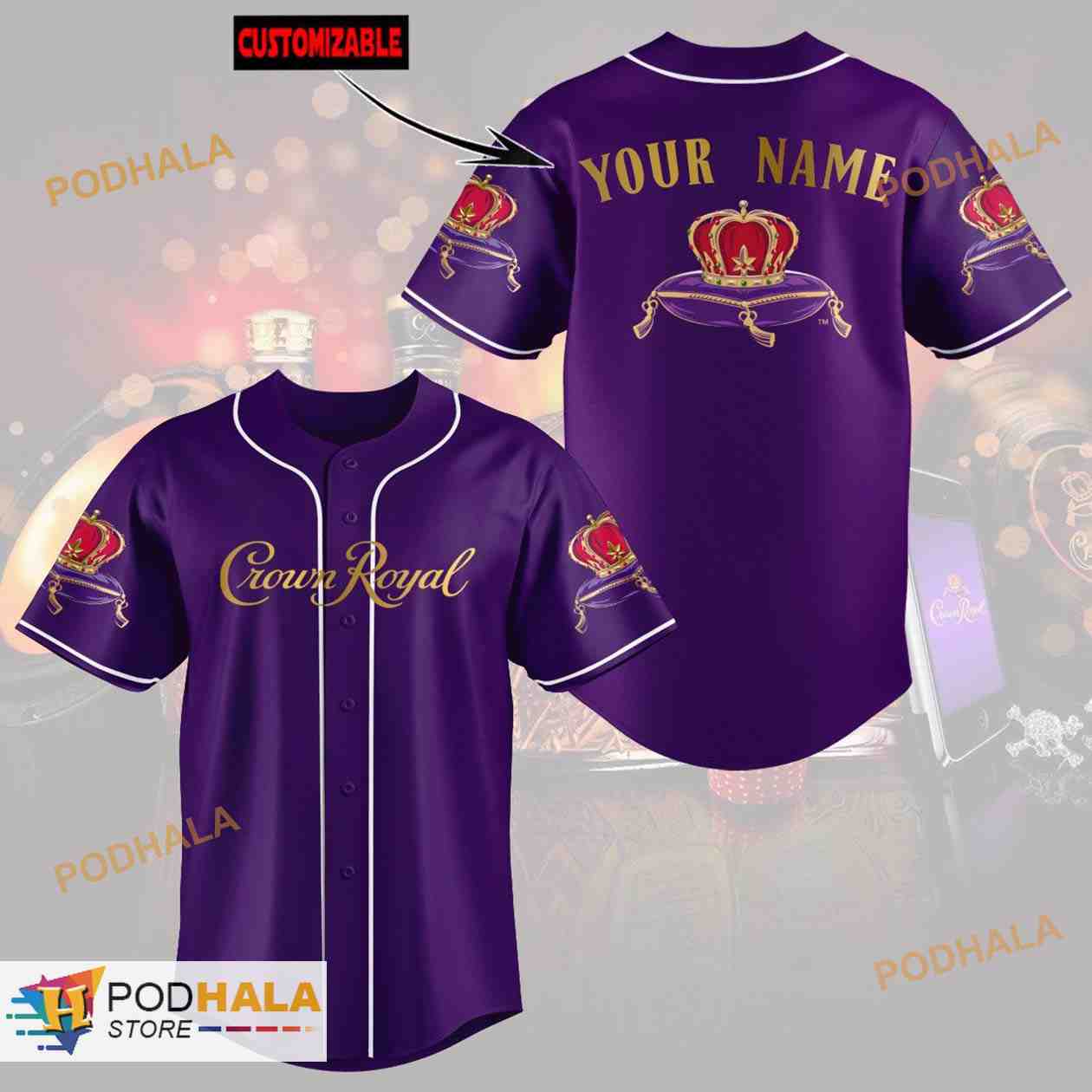 Crown Royal Logo Purple-Black Baseball Jersey Shirt - Reallgraphics