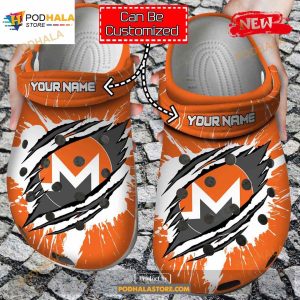 Personalized Name Crypto Crocs Xmr Coin Ripped Through Clog Shoes