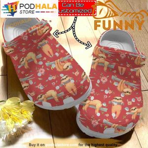 Personalized Name Cute Sloth Pattern Red 3D Crocs Classic Clog