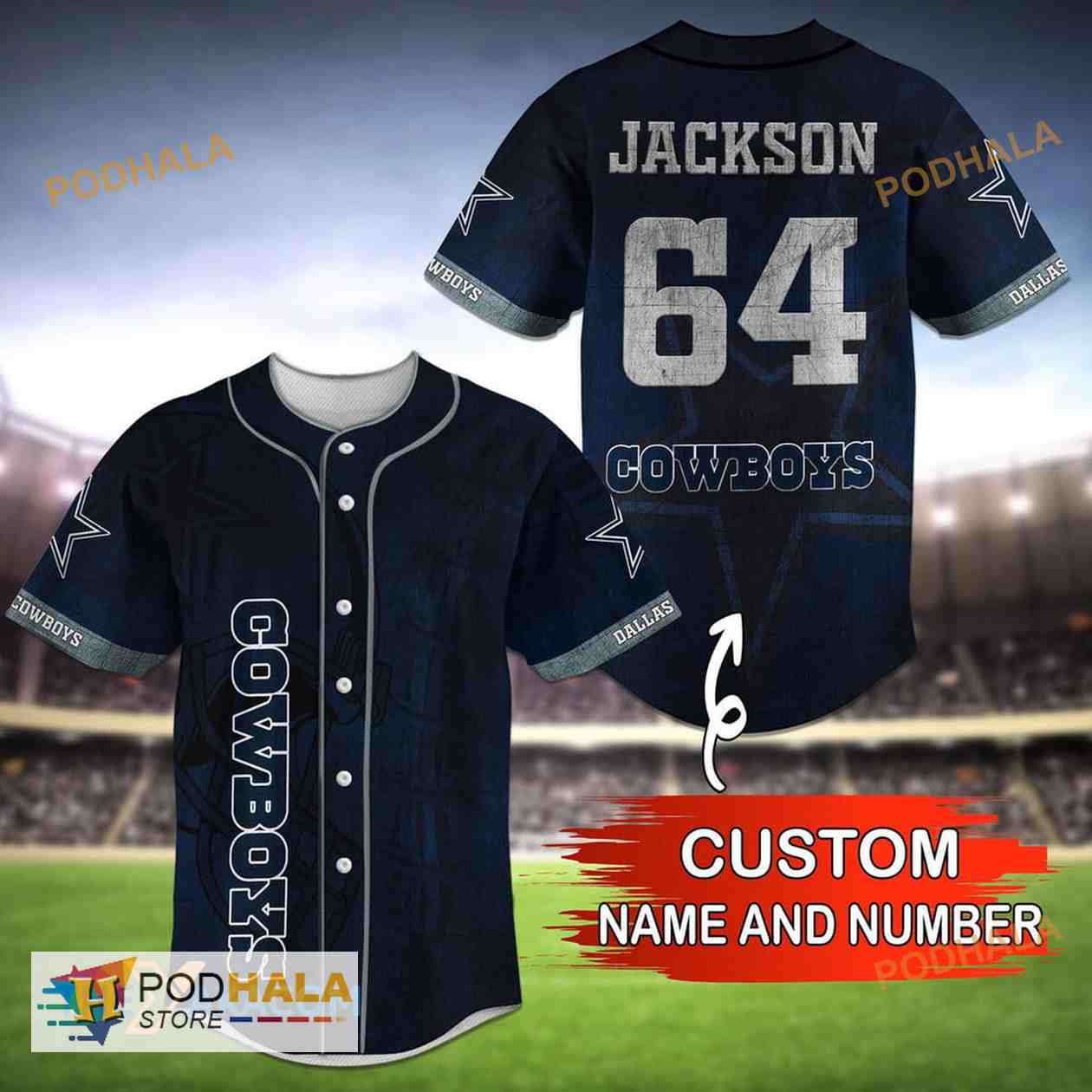 Custom Name Dallas Cowboys NFL 3D Baseball Jersey Shirt - Bring