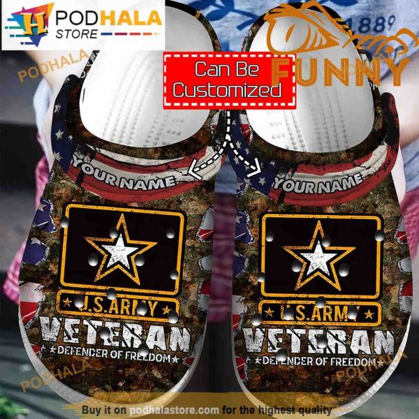 Personalized Name Defender Of Freedom Veteran 3D Crocs