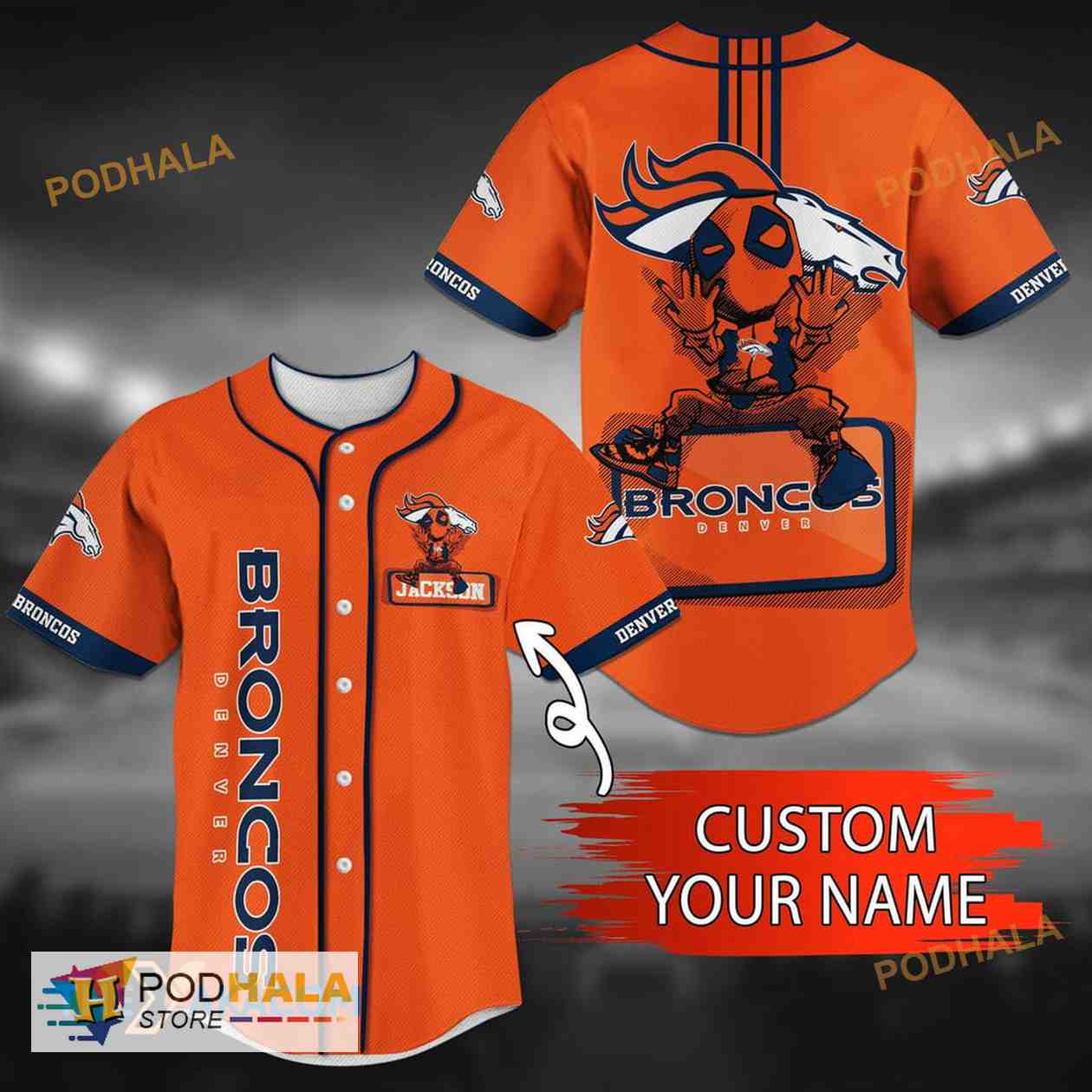 Personalized Name Denver Broncos NFL 3D Baseball Jersey - Bring