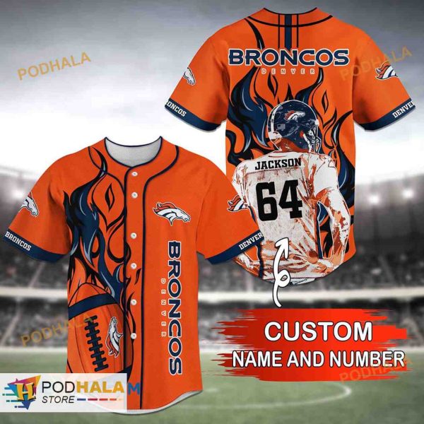 Personalized Name Denver Broncos NFL Custom Name 3D Baseball Jersey Shirt