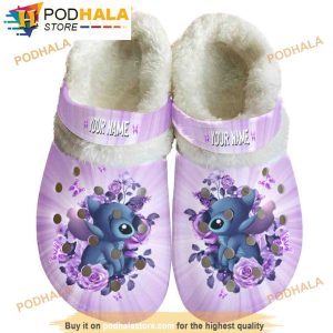 Personalized Name Disney Fleece Stitch Pink 3D Crocs