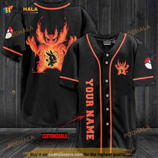 Personalized Name Emboar Pokemon 3D Baseball Jersey