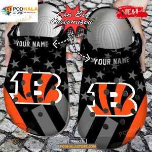 Personalized Name Football Crocs Cbengals Star Flag Clog Shoes