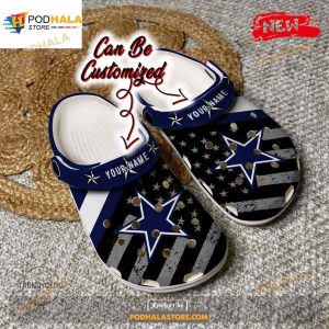 Personalized Name Football Crocs Dcowboys American Flag Clog Shoes