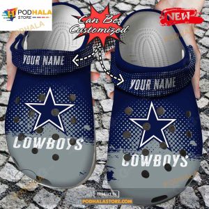 Personalized Name Football Crocs Dcowboys Half Tone Drip Flannel Clog Shoes