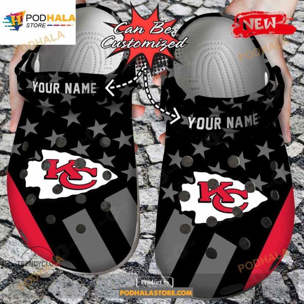 Personalized Name Football Crocs Kc Chiefs Star Flag Clog Shoes