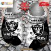 Personalized Name Football Crocs Lv Raiders Team Pattern Clog Shoes