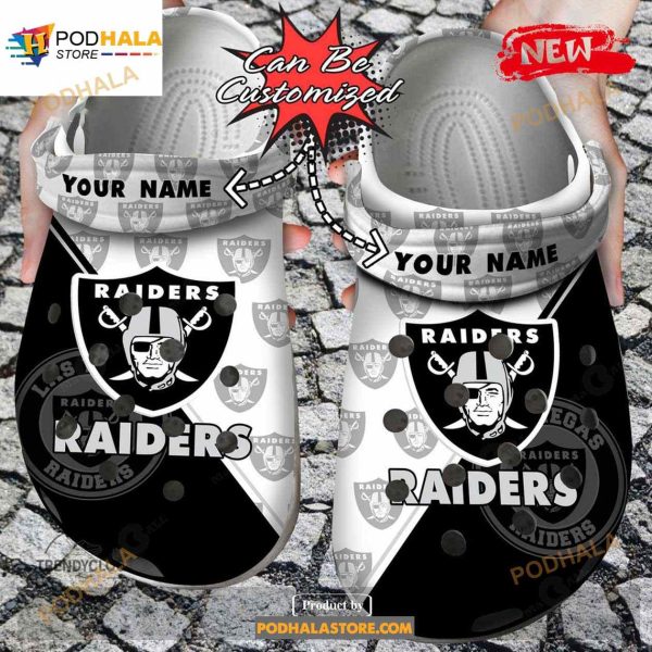 Personalized Name Football Crocs Lv Raiders Team Pattern Clog Shoes