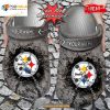 Personalized Name Football Crocs Psteelers Chain Breaking Wall Clog Shoes