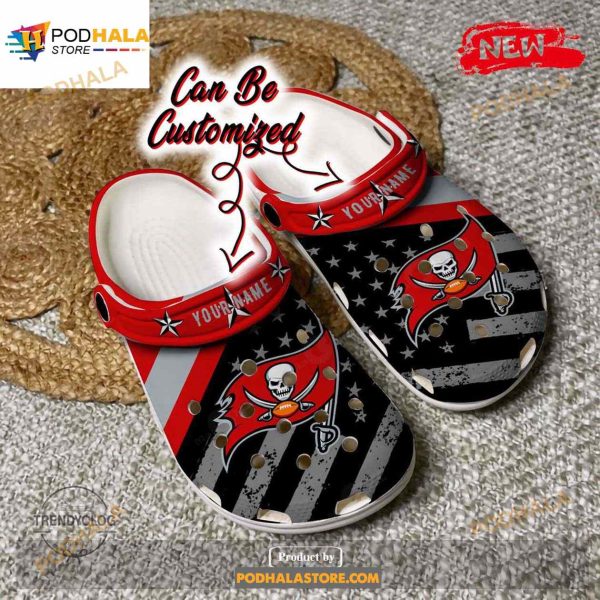 Personalized Name Football Crocs Tb Buccaneers American Flag Clog Shoes