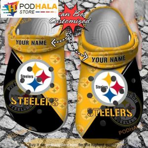 Personalized Name Football NFL Pittsburgh Steelers 3D Crocs Slippers
