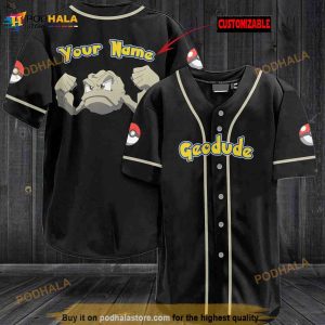 Personalized Name Geodude Pokemon 3D Baseball Jersey