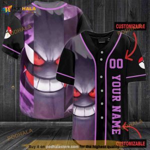 Personalized Name Purple Pokemon 3D Baseball Jersey - Bring Your