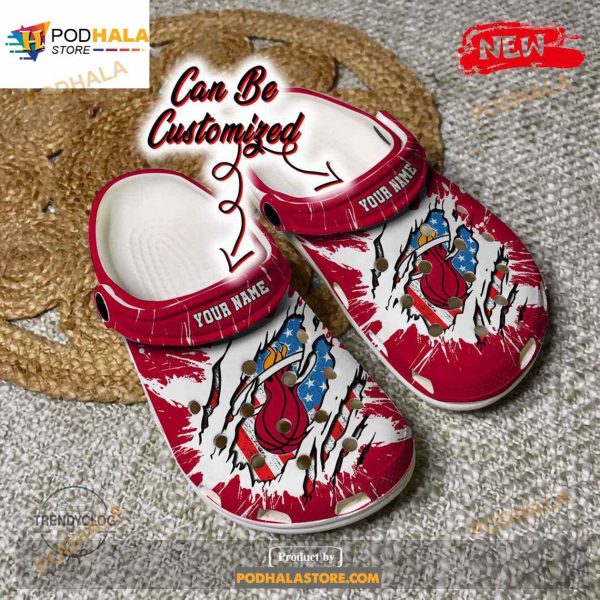 Personalized Name Heats Crocs Mheats Basketball Ripped American Flag Clog Shoes