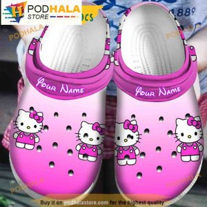 Personalized Name Hello Kitty Pink Purple 3D Crocs