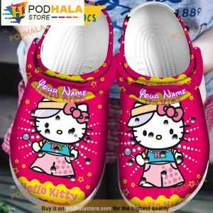 Personalized Name Hello Kitty Pink Red 3D Crocs