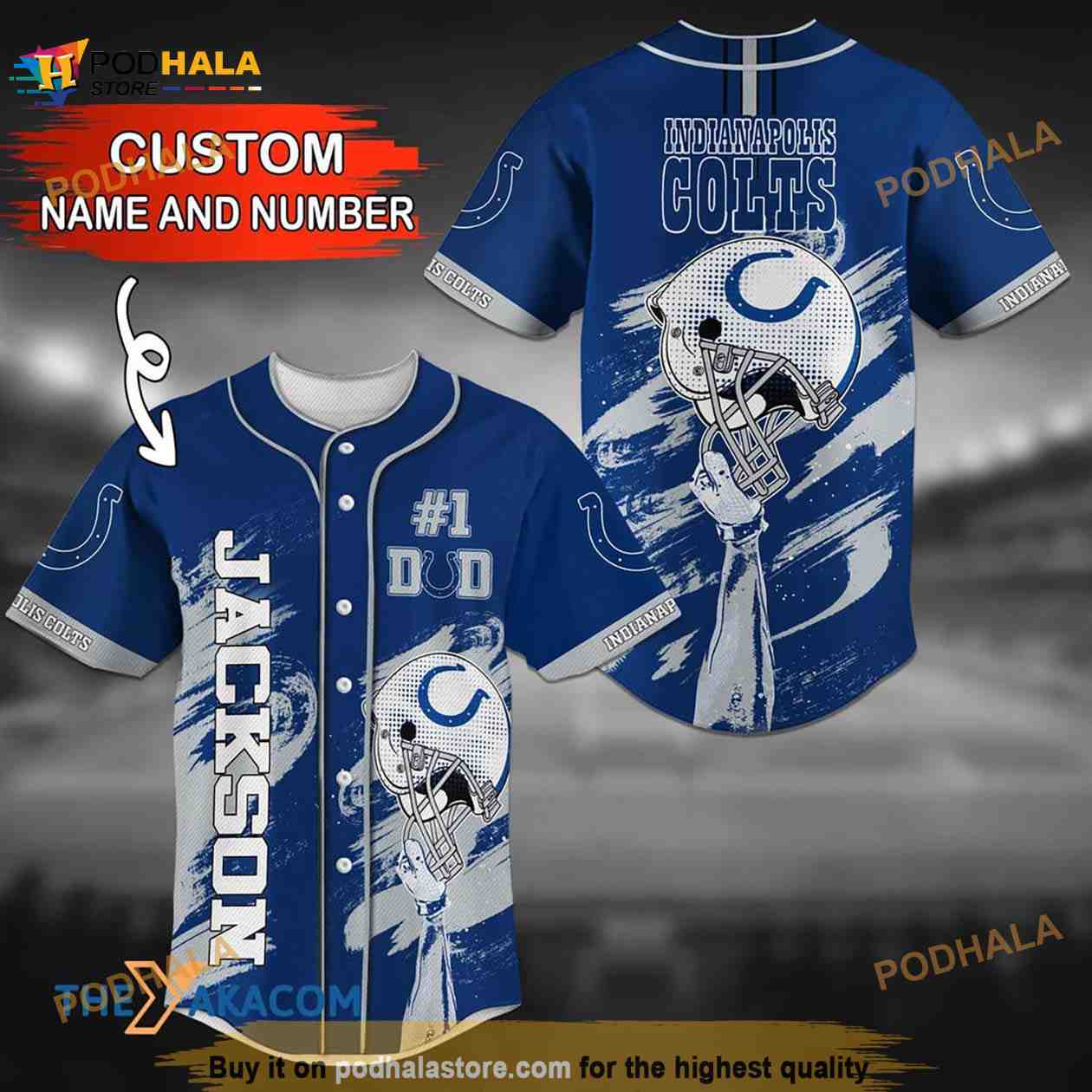 Personalized NFL Indianapolis Colts 3D Baseball Jersey Shirt in