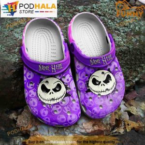 Personalized Name Jack Skellington Purple 3D Crocs