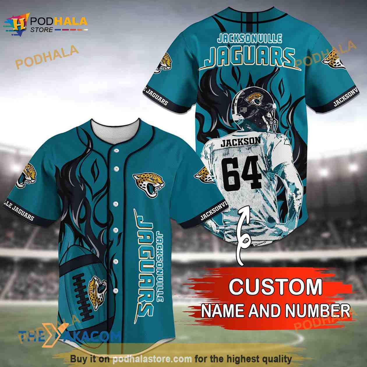 Personalized Name Jacksonville Jaguars NFL Number 3D Baseball Jersey Shirt  - Bring Your Ideas, Thoughts And Imaginations Into Reality Today