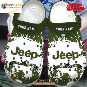 Personalized Name Jeep Est 1941 Army Green Crocs Classic Clog Shoes