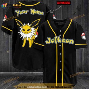 Personalized Name Jolteon Pokemon 3D Baseball Jersey