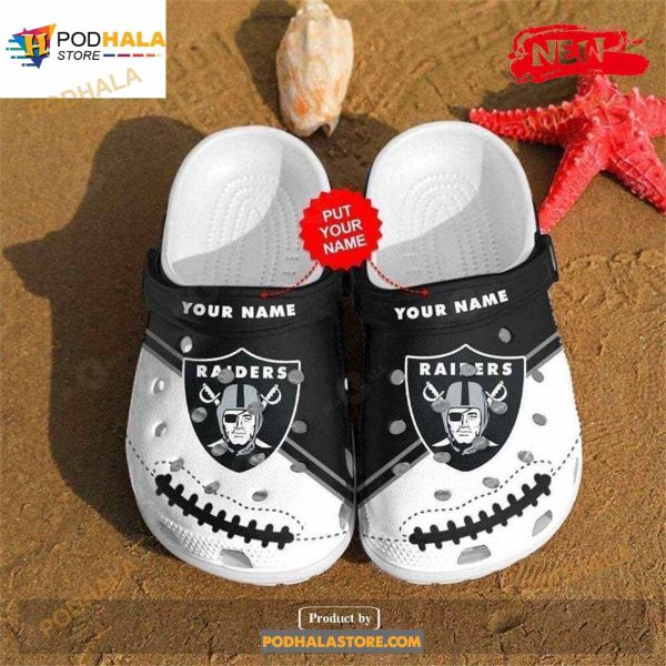 Personalized Name Las Vegas Raiders Gift For Fan Crocs Crocband Clogs Comfy Footwear
