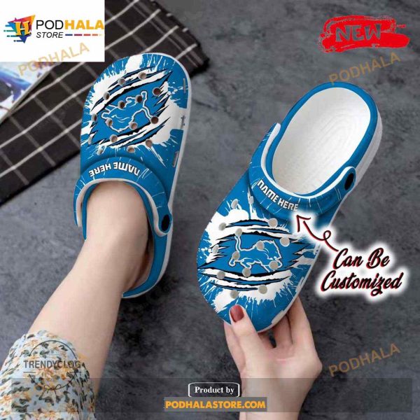 Personalized Name Lions Crocs Dlions Football Ripped Claw Clog Shoes