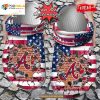 Personalized Name Logo Baseball Team American Flag Breaking Wall Crocs Clog Shoes