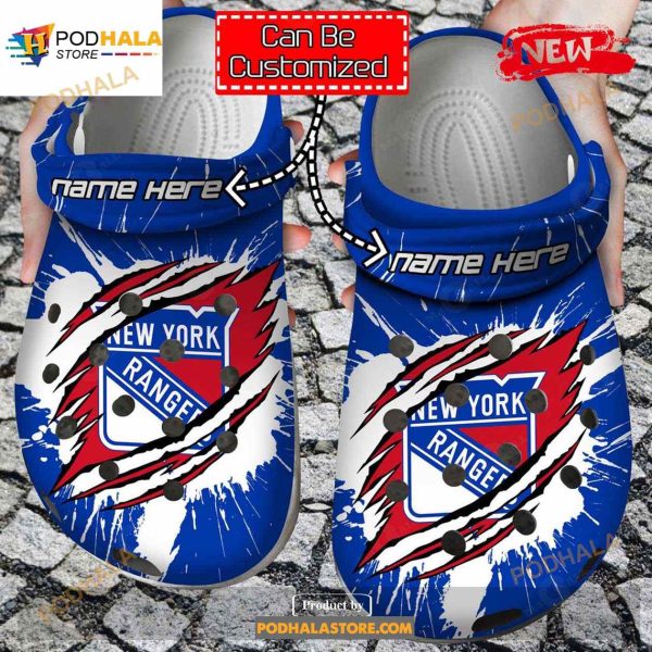 Personalized Name Logo Team Hockey Ripped Claw Crocs Clog Shoes