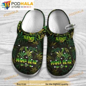 Personalized Name Mama Bear Weed 3D Crocs Slippers