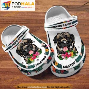 Personalized Name Mastiff Dog Hibiscus 3D Crocs