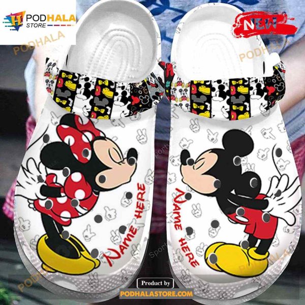 Personalized Name Mickey – Minnie Love Couple Crocs Classic Clog Shoes