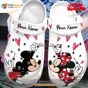 Personalized Name Mickey – Minnie So Cute Love Couple White Crocs Classic Clog Shoes