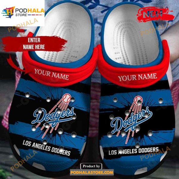 Personalized Name MLB Los Angeles Dodgers Blue Black Crocs Clog Shoes Crocband Clog