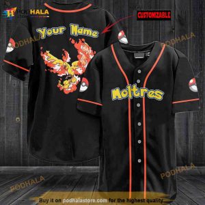 Personalized Name Moltres Pokemon 3D Baseball Jersey