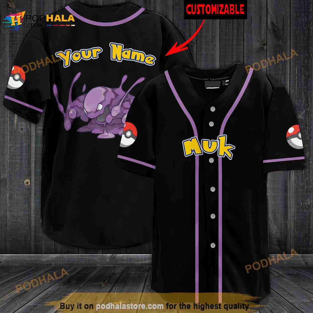 Personalized Name Muk Pokemon 3D Baseball Jersey - Bring Your Ideas,  Thoughts And Imaginations Into Reality Today