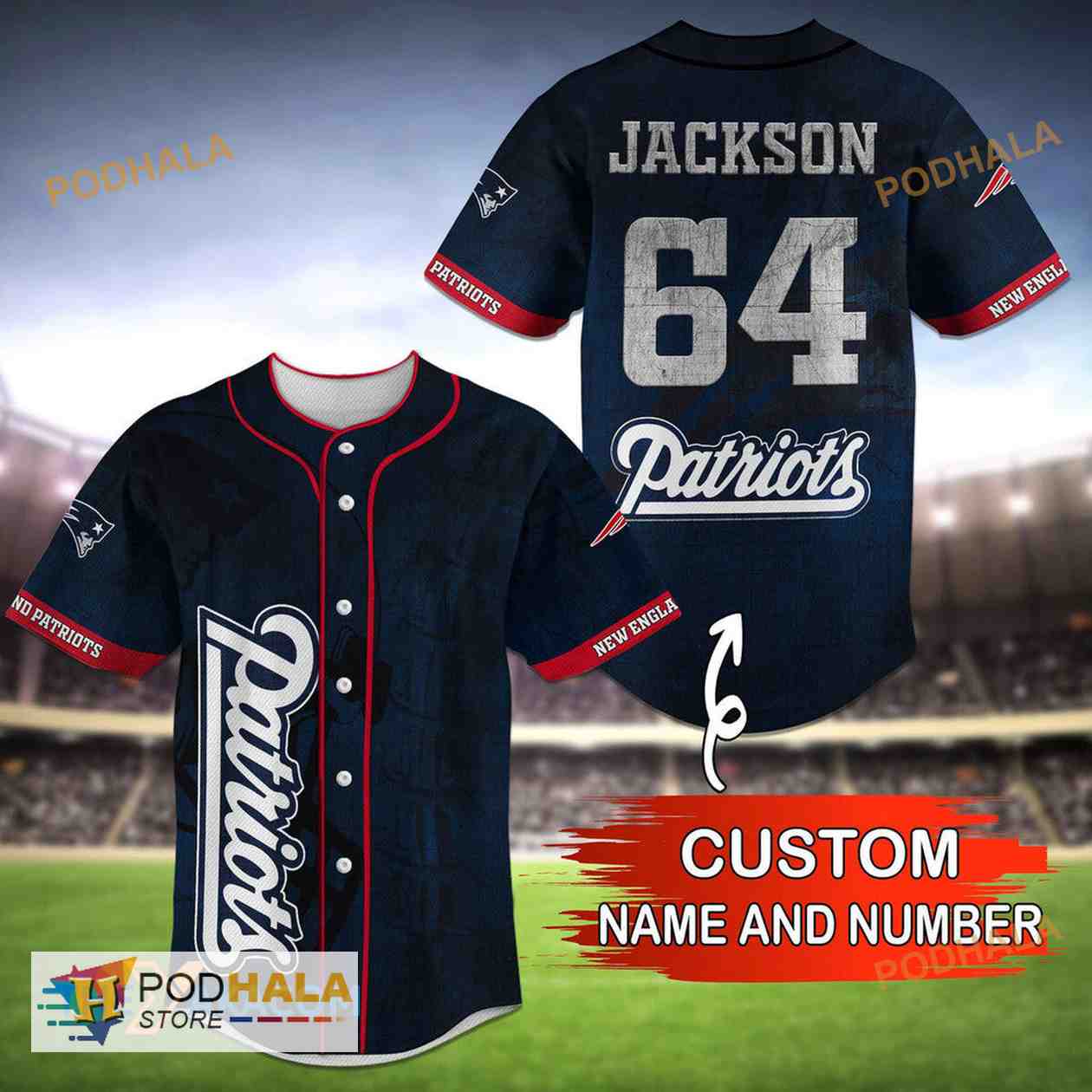 Personalized Name New England Patriots NFL Baseball Jersey Shirt