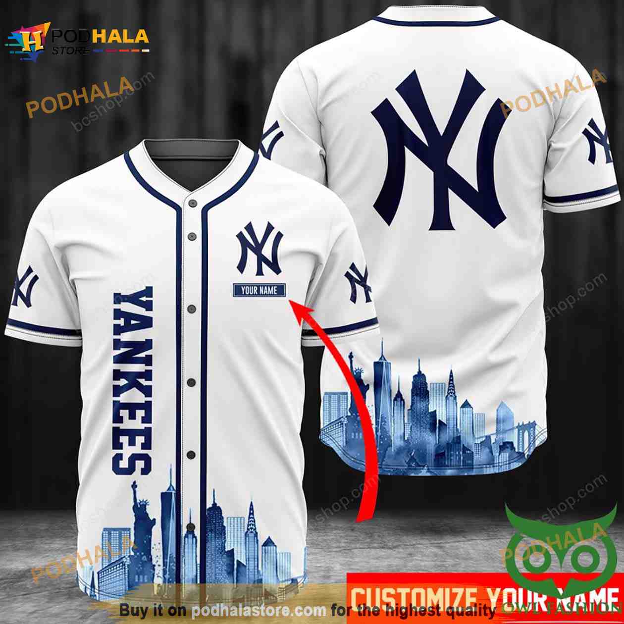Personalized Name New York Yankees City View 3D Baseball Jersey