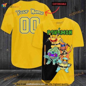 Personalized Name Ninja Pokemon 3D Baseball Jersey