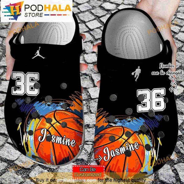 Personalized Name & Number Basketball Colorful 3D Crocs