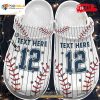 Personalized Name Number Cool White Baseball Crocs Classic Clog Shoes