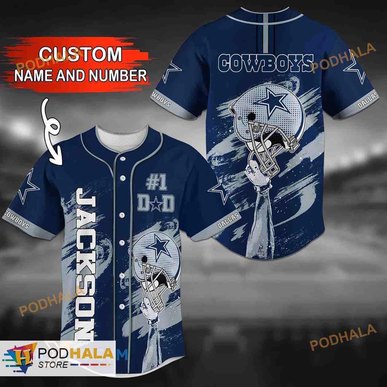 NFL Dallas Cowboys Baseball Jersey 3D Personalized Customization